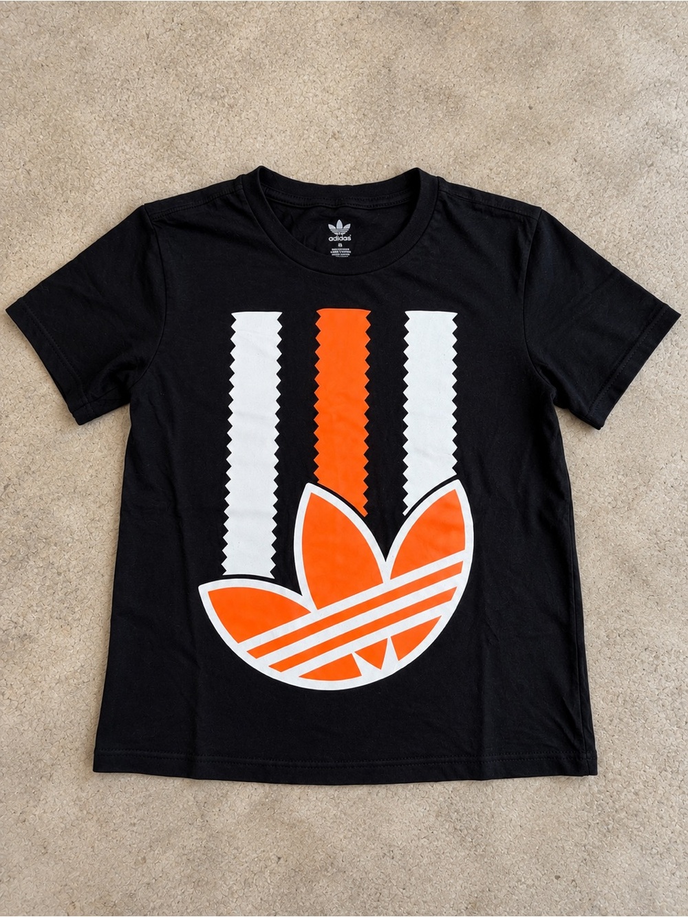 Adidas Originals Kids Trefoil Graphic T-Shirt Black Orange White Small